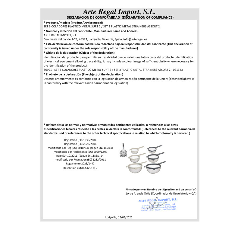 SET 3 COLADORES PLASTICO METAL SURT 2