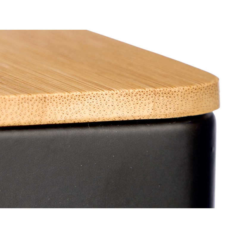 SQARE KITCHEN JAR BAMBOO LID CAPSULES HOLDER BLACK
