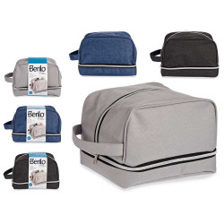 DARK COLOURS DOUBLE TOILET BAG ASSORT 3 
