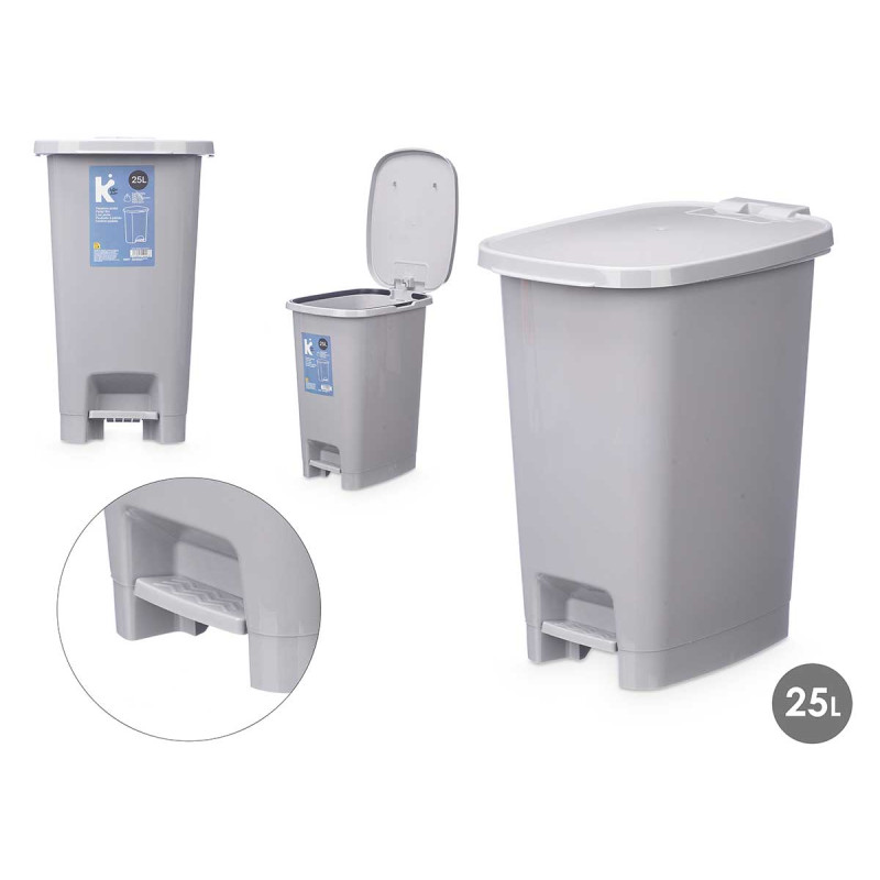 BALDE DO LIXO 25L PEDAL CINZENTO