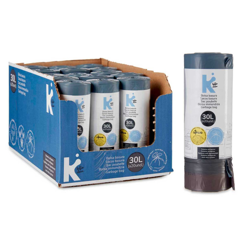 SACO LIXO PERFUMADO 30L 20 UNIDS CINZENTO 