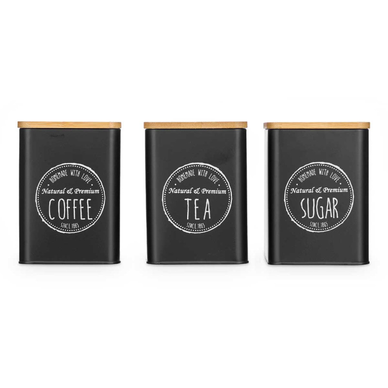 BARATTOLO TAPPO BAMBU 3 MODELLI NERO 