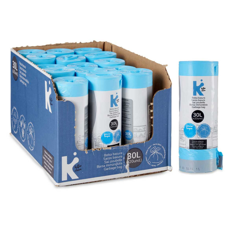 BOLSA BASURA AUTOCIERRE PERFUMADA 30L 20UDS AZUL