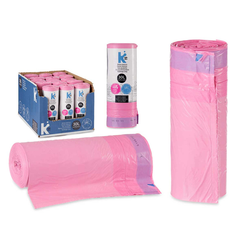 BOLSA BASURA AUTOCIERRE PERFUMADA 30L 20UDS ROSA