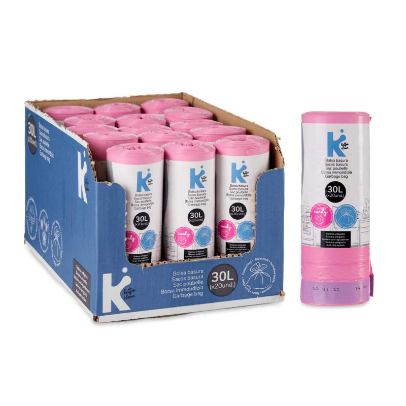 SACO LIXO PERFUMADO 30L 20 UNIDS ROSA 