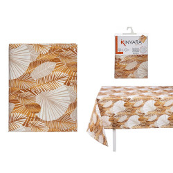 TOALHA MESA LONA ANTIMANCH 140X180 FOLHA DOURADA 