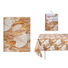 TOALHA MESA LONA ANTIMANCH 140X180 FOLHA DOURADA 