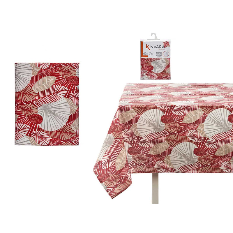 NATTE TOILE ANTITACHE 140X180CM FEUILLES GRENAT
