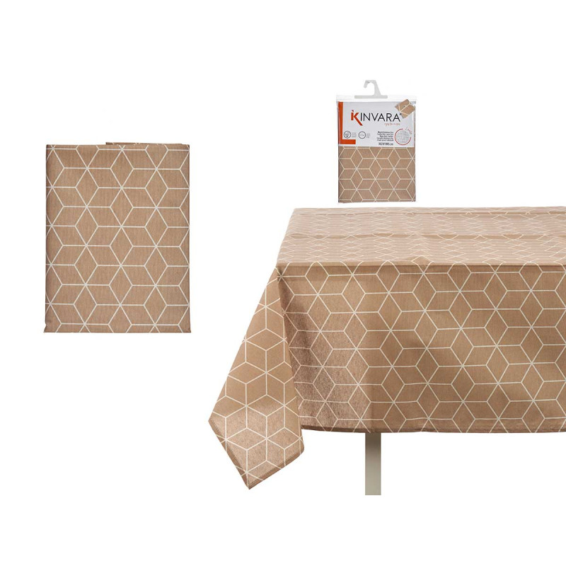 MANTEL LONETA ANTIMANCHAS 140X180CM ABSTRACT BEIGE