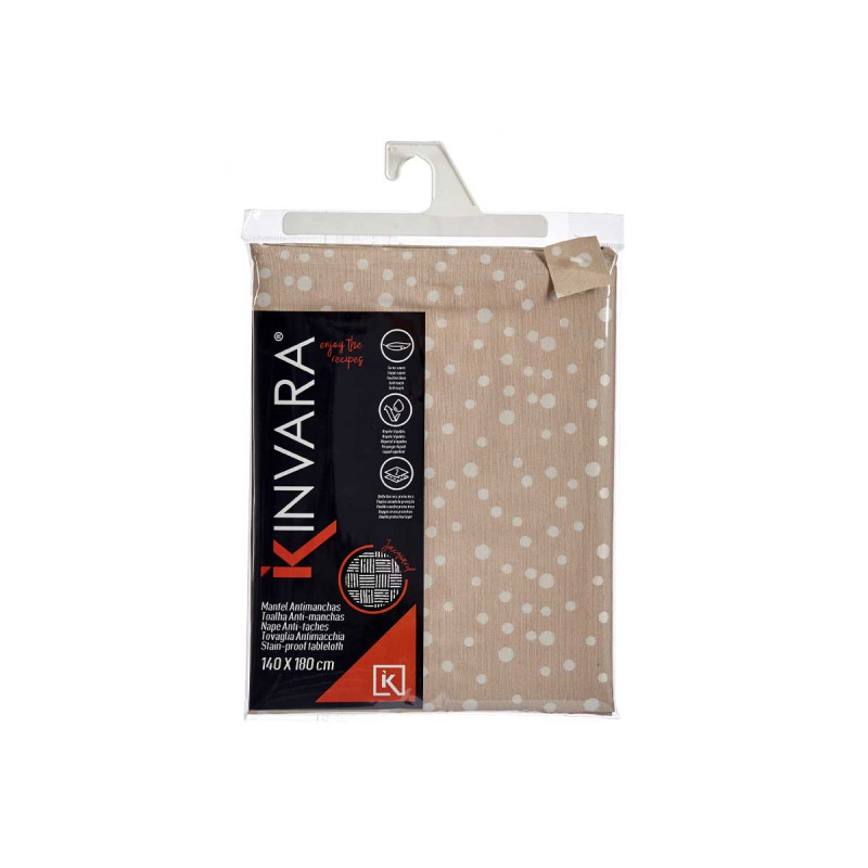140X180CM STAIN RESIST POLKA DOT BEIG TABLECLOTH
