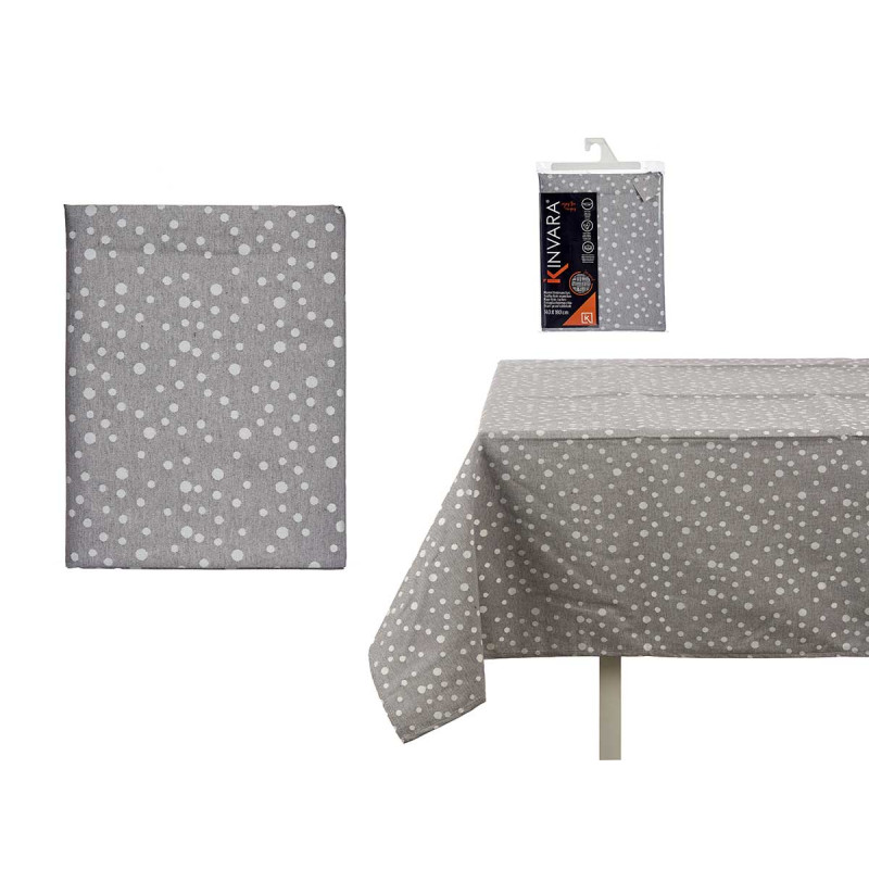 140X180CM STAIN RESIST POLKA DOT GREY TABLECLOTH