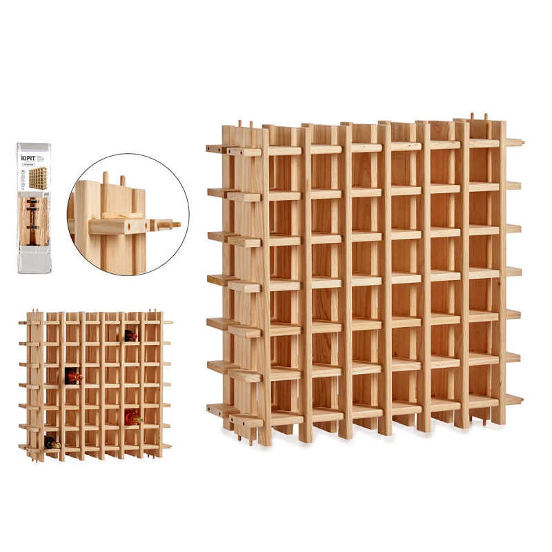 75X75CM WOODEN BOTTLE RACK 36 COMPARTMENTS 