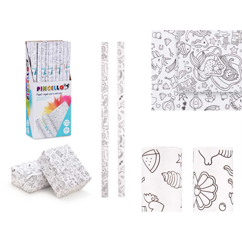 PAPEL PRESENTE 0,70X2M UNICORNIOS E SEREIAS 