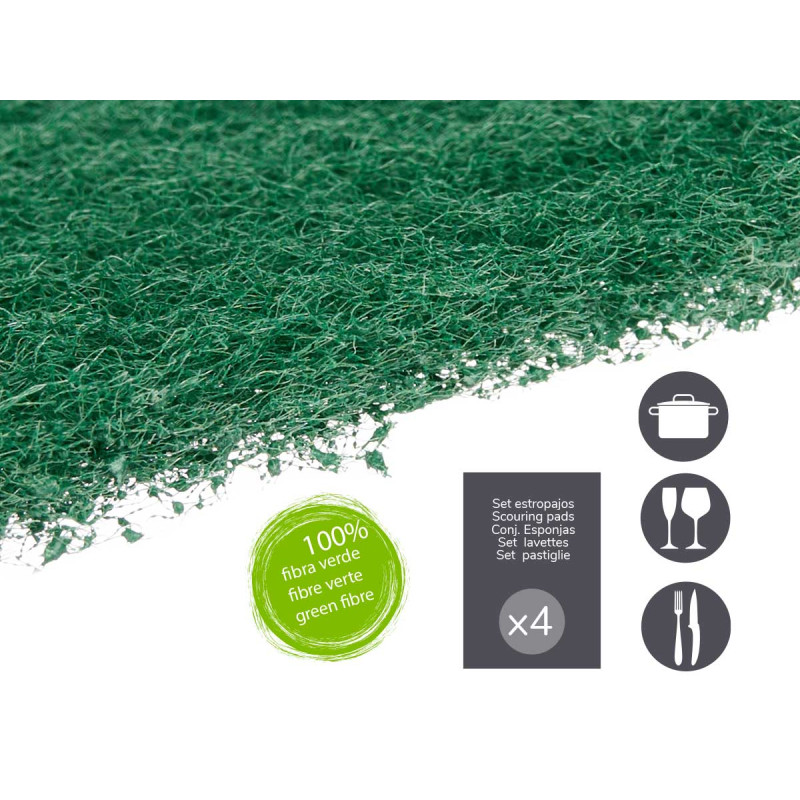 SET 4 LAVETTES VERTS FIBRE EXTRA