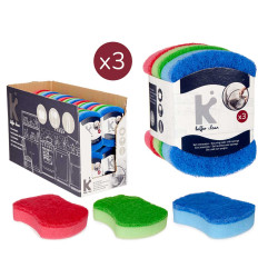 SET 3 MINI SCOURING PADS WITH SPONGE