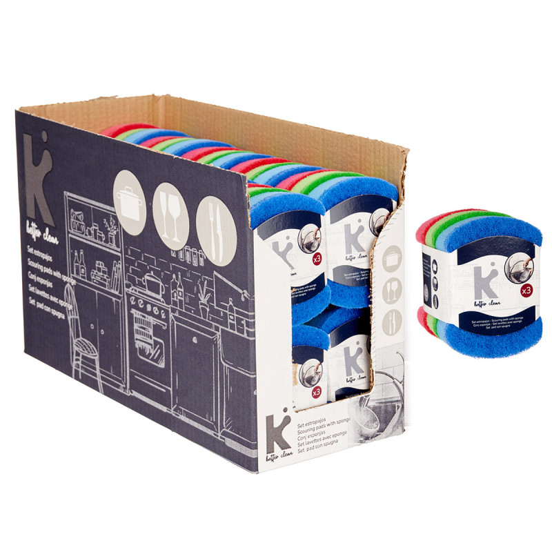 SET 3 LAVETTES MINI AVEC EPONGE