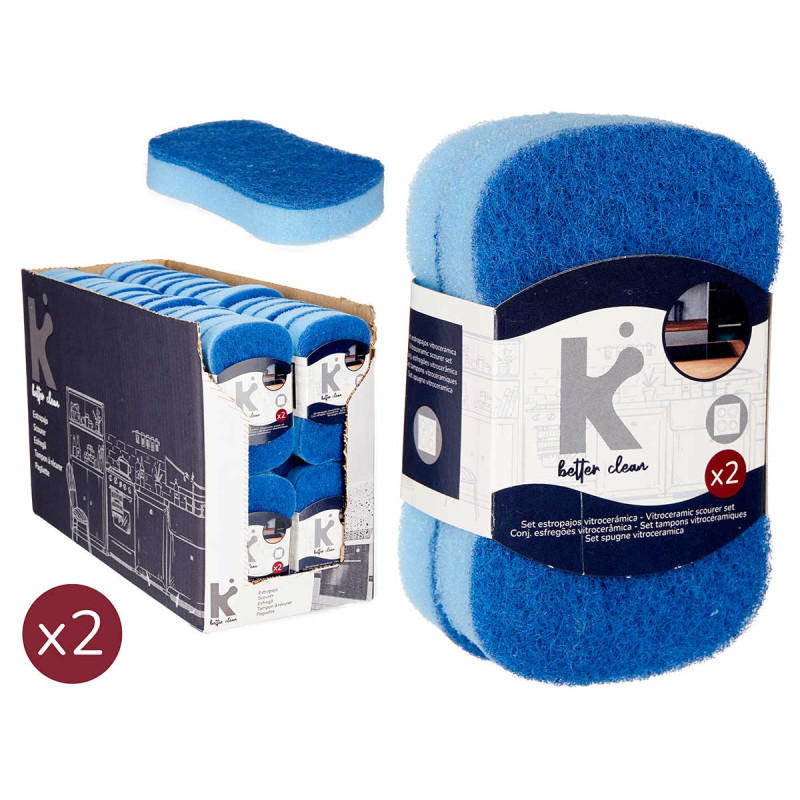 SET 2 VITROCERAMIC SCOURING PADS WITH SPONGE