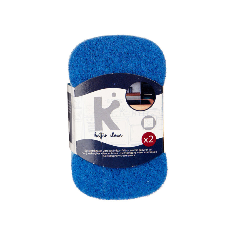 SET 2 VITROCERAMIC SCOURING PADS WITH SPONGE