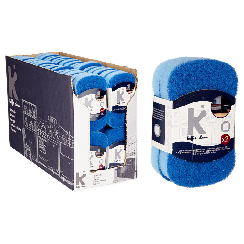 SET 2 VITROCERAMIC SCOURING PADS WITH SPONGE