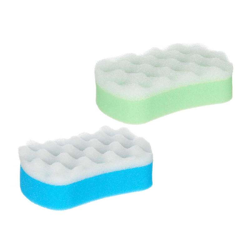 DOUBLE LAYER EXFOLIATING SPONGE  ASSORT 2 COLOURS