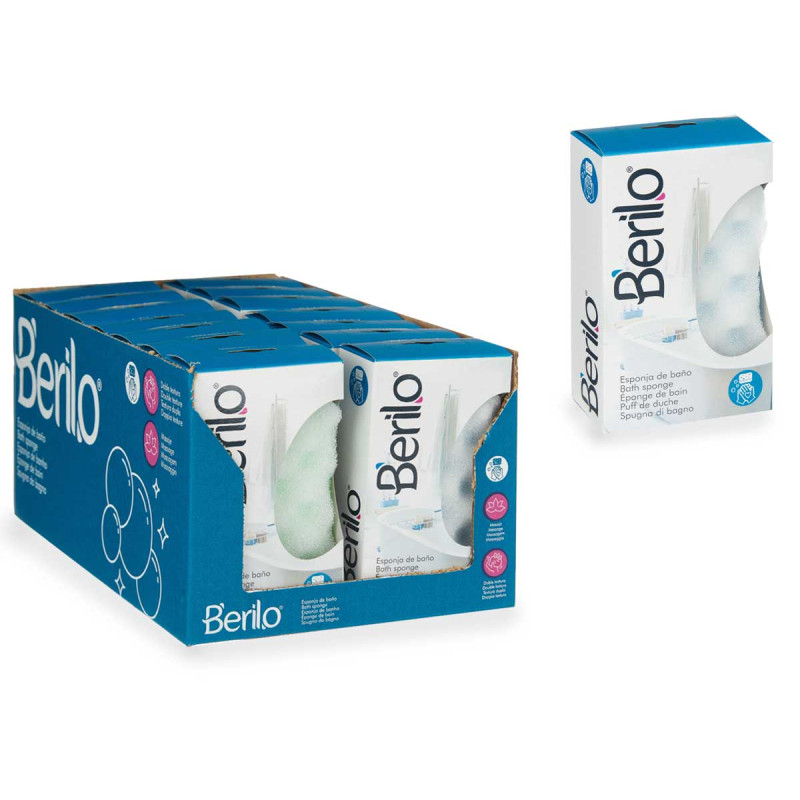 DOUBLE LAYER EXFOLIATING SPONGE  ASSORT 2 COLOURS