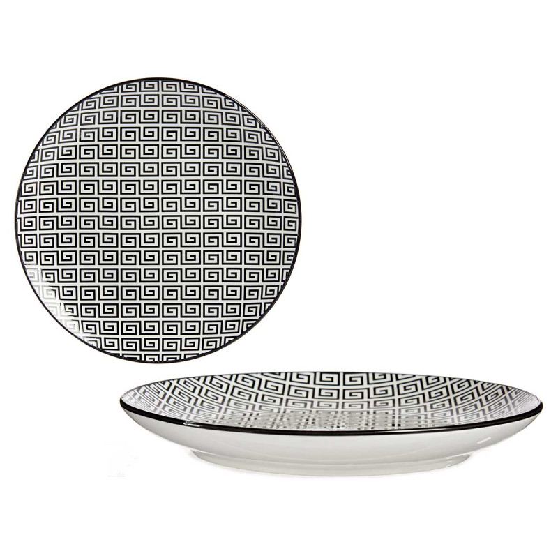 ASSIETTE PLATE 24CM GEOMETRIQUE NOIR