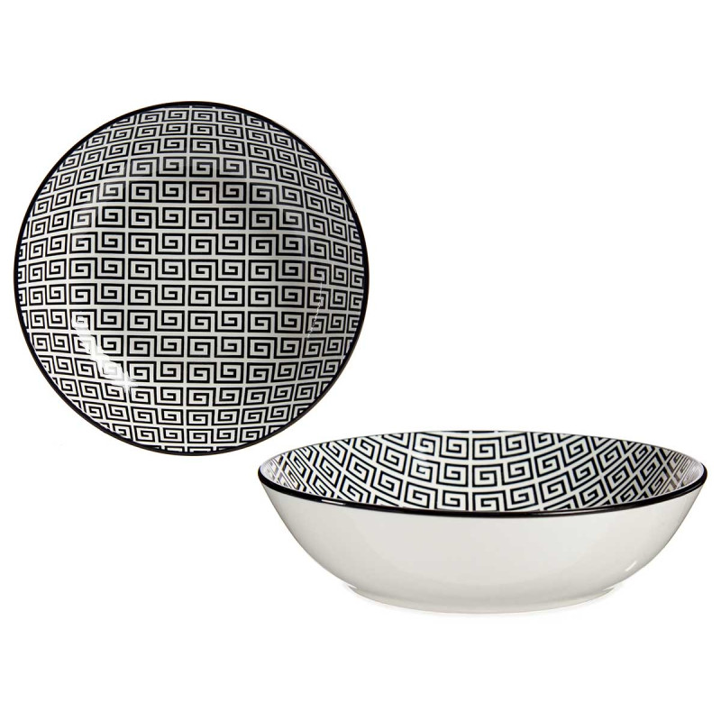 ASSIETTE CREUSE 20CM GEOMETRIQUE NOIR