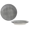 PLATO POSTRE 20CM GEOMETRICO NEGRO