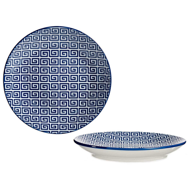 PRATO SOBREMESA 20CM GEOMÉTRICO AZUL 