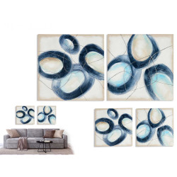 ASSORT 2 CANVAS OVAL SPHERE BLUE AND WHITE 