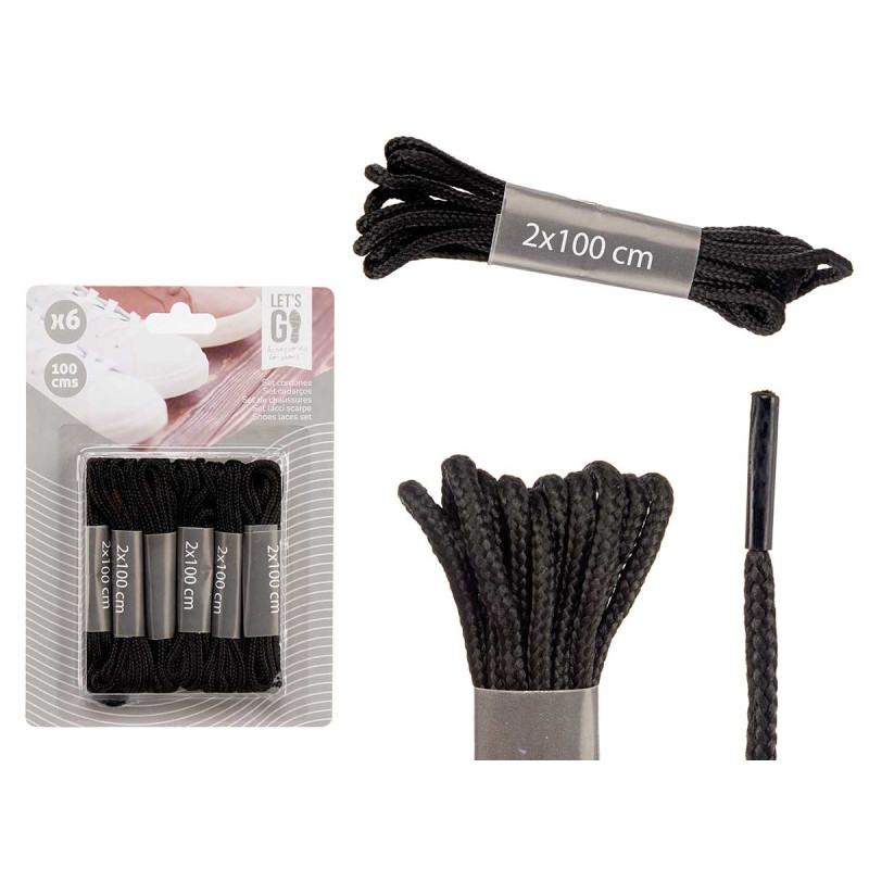 6 LACCI NERO 100CM