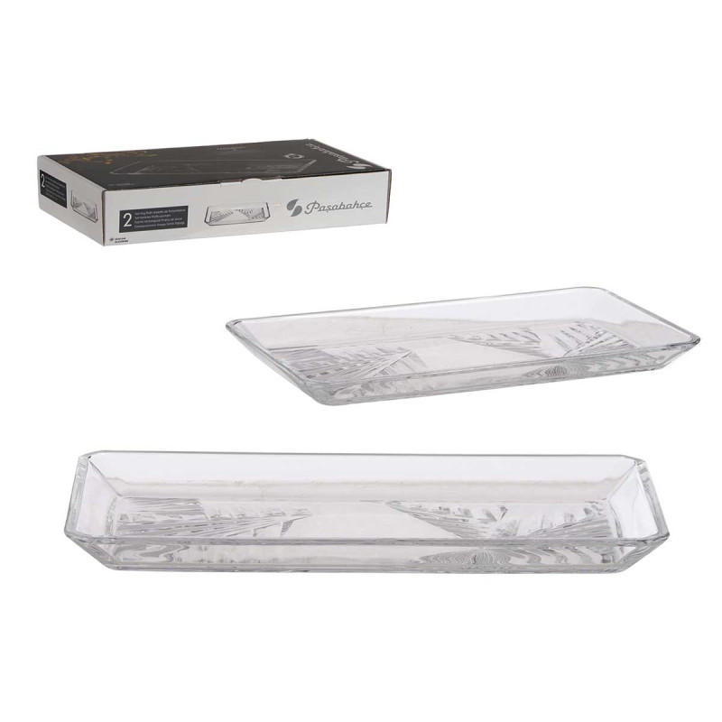 SET 2 BANDEJAS MADLEN CRYSTALLINE 22X12CM