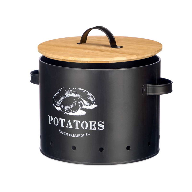 CONTENITORE PER PATATE TAPPO BAMBU NERO