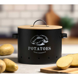 CONTENITORE PER PATATE TAPPO BAMBU NERO