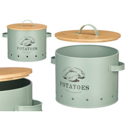 PANIER POMMES TERRE COUVERCLE BAMBOU VERT MENTHE 