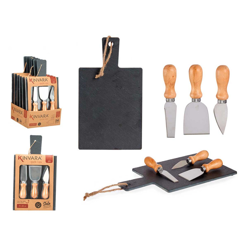 SLATE CHEESE BOARD WITH 3 KNIVES