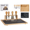 TABLE FROMAGES BAMBOU ET ARDOISE AVEC 4 COUTEAUX 