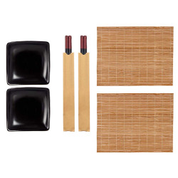 SET 6 BLACK BAMBU AND CERAMIC SUSHI PIECES 