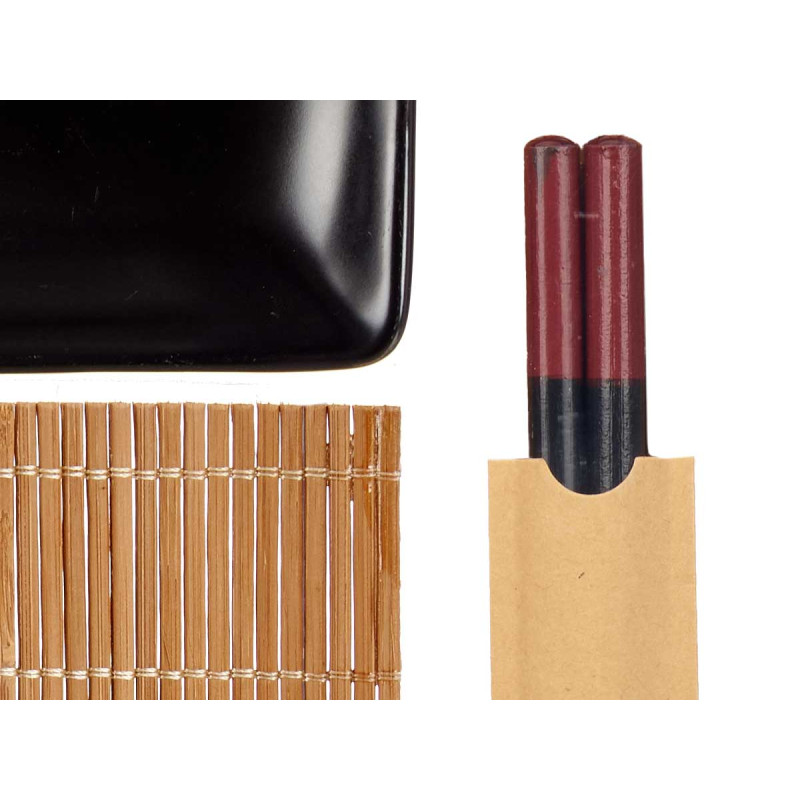 SET 6 BLACK BAMBU AND CERAMIC SUSHI PIECES 