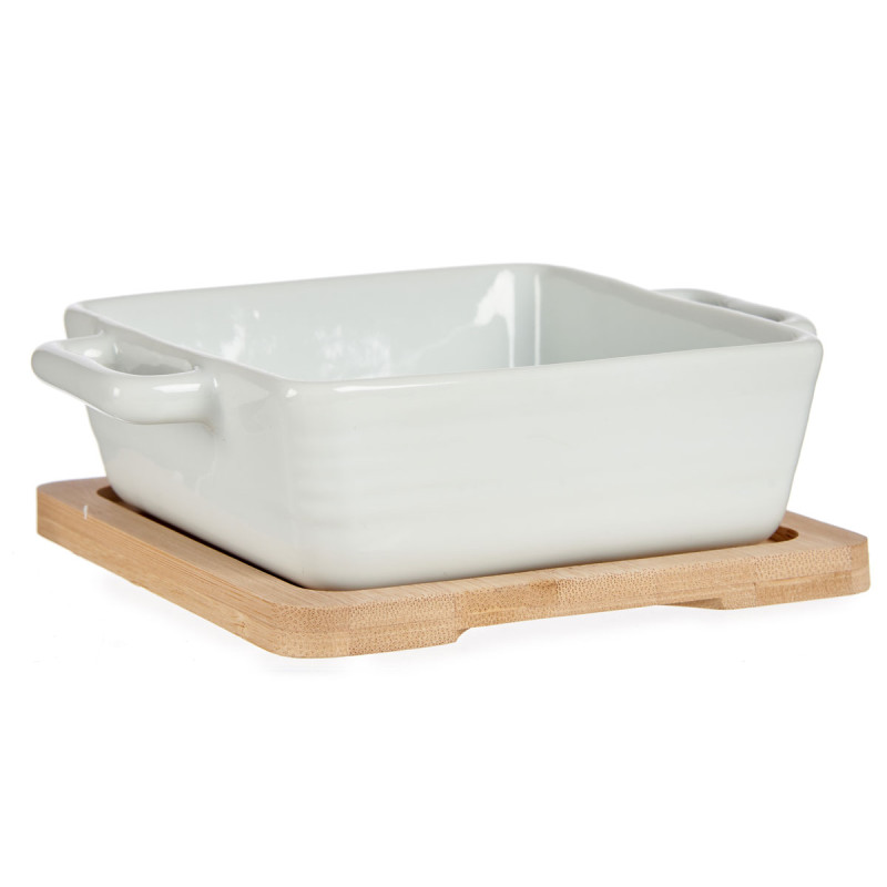 SQUARE TRAY WITH BAMBOO BASE 