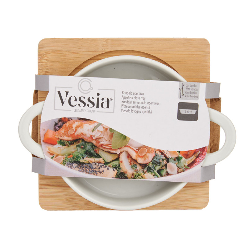 12,5CM ROUND TRAY WITH BAMBOO BASE 