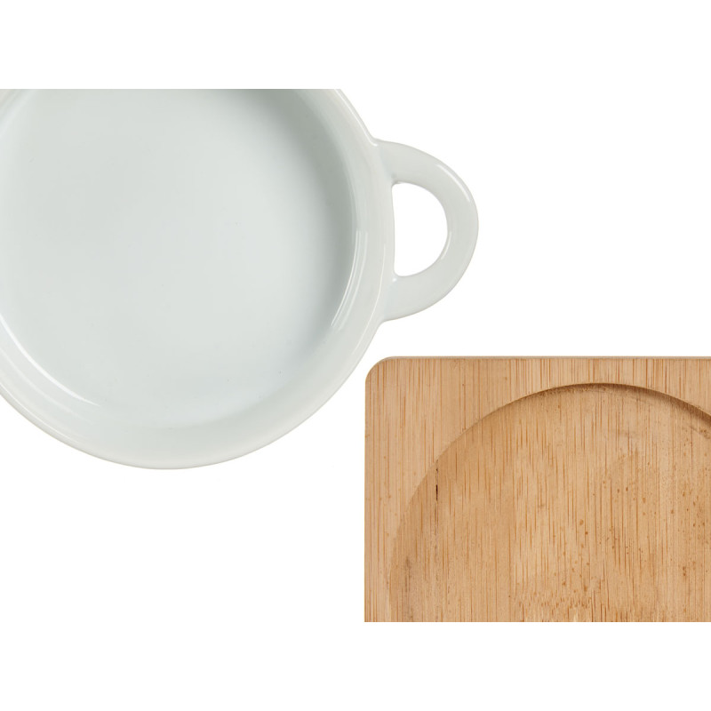 12,5CM ROUND TRAY WITH BAMBOO BASE 