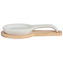 BANDEJA  APERITIVOS EM CERAMICA COM COLHER E BASE 