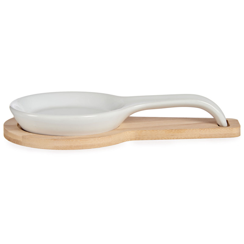 VASSOIO APERITIVO CUCCHIAIO CERAMICA BASE BAMBÙ
