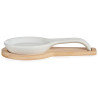 APERITIVE TRAY WITH CERAMIC SPOON BAMBOO BASE 