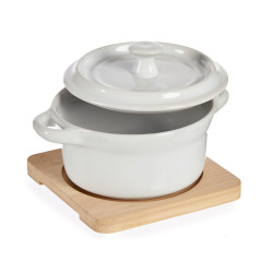 CAÇAROLA CERAMICA REDONDA COM BASE BAMBU 