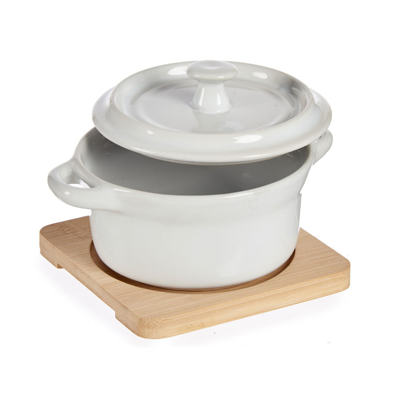 PENTOLA CERAMICA ROTONDA CON BASE BAMBÙ