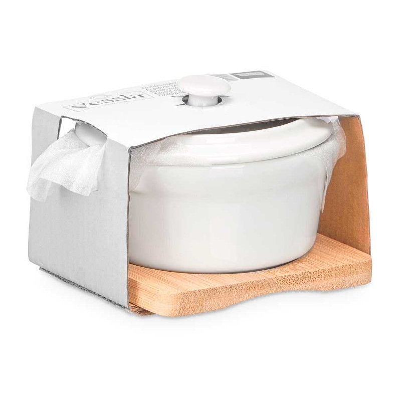 PENTOLA CERAMICA ROTONDA CON BASE BAMBÙ