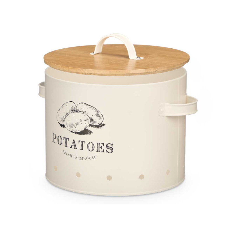 CONTENITORE PER PATATE TAPPO BAMBU CREMA