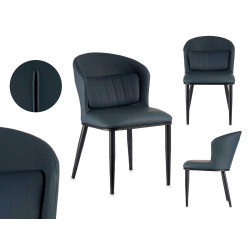 FAUTEUIL BLEU DOSSIER ROND AVEC COUSSIN 